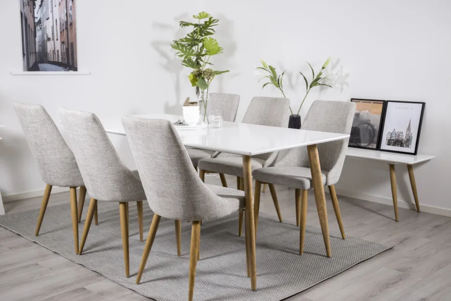 Polar söögilauakomplekt valge MDF lauaplaadi ja helehallide Leone toolidega, GR13600-000 – 7