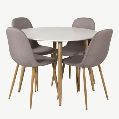 Ümmargune söögilauakomplekt Plaza hallide Polar toolidega (MDF, ø100 cm) - GR24071