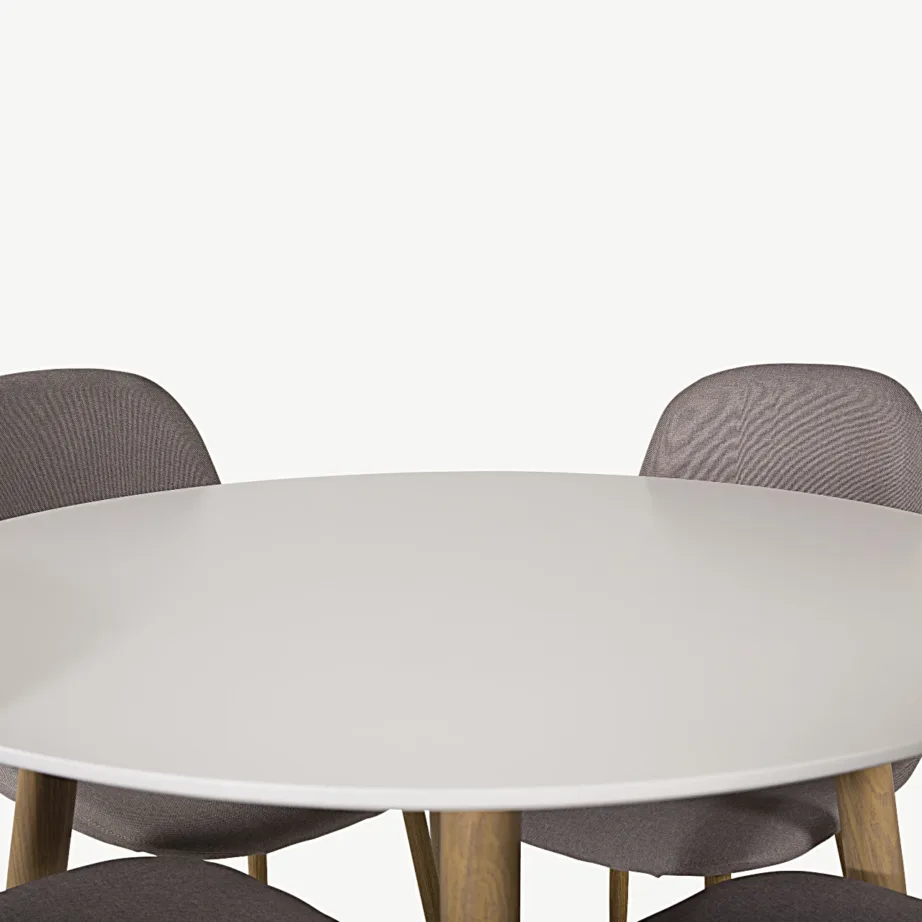 Ümmargune söögilauakomplekt Plaza hallide Polar toolidega (MDF, ø100 cm), GR24071 – 3