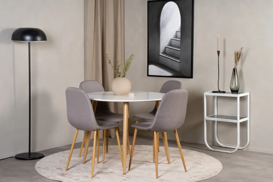 Ümmargune söögilauakomplekt Plaza hallide Polar toolidega (MDF, ø100 cm), GR24071 – 5