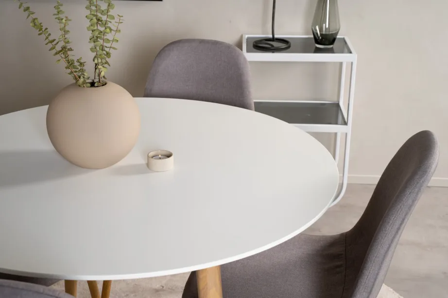 Ümmargune söögilauakomplekt Plaza hallide Polar toolidega (MDF, ø100 cm), GR24071 – 6