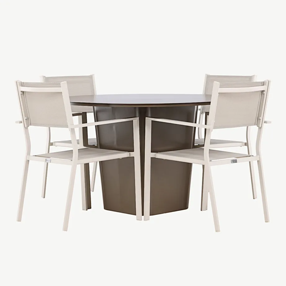 Ümmargune alumiiniumist aiamööblikomplekt Santa Fe (laud ø120 cm, 4 beeži tooli), GR24345 – 2