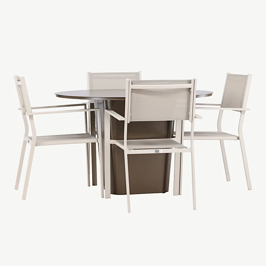 Ümmargune alumiiniumist aiamööblikomplekt Santa Fe (laud ø120 cm, 4 beeži tooli), GR24345 – 3