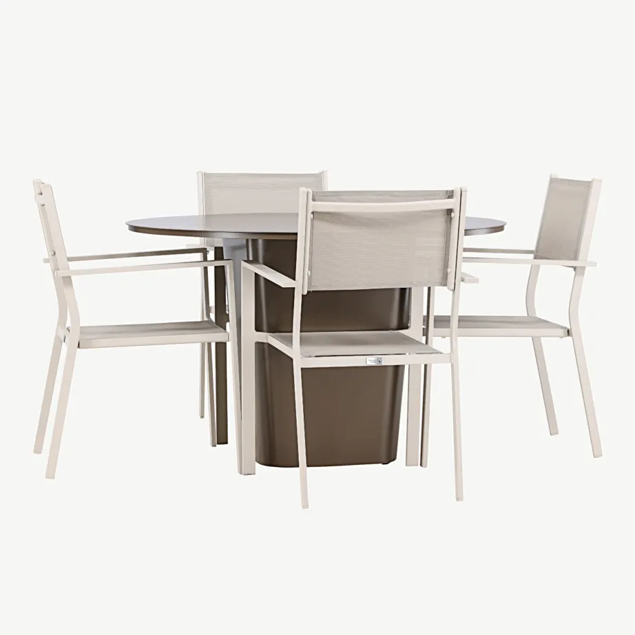 Ümmargune alumiiniumist aiamööblikomplekt Santa Fe (laud ø120 cm, 4 beeži tooli), GR24345 – 5