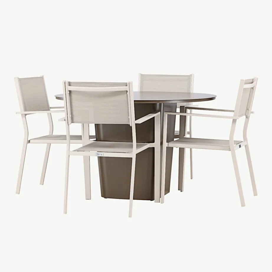 Ümmargune alumiiniumist aiamööblikomplekt Santa Fe (laud ø120 cm, 4 beeži tooli), GR24345 – 6