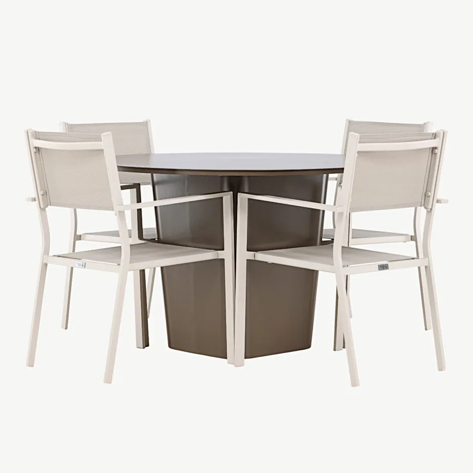 Ümmargune alumiiniumist aiamööblikomplekt Santa Fe (laud ø120 cm, 4 beeži tooli), GR24345 – 7
