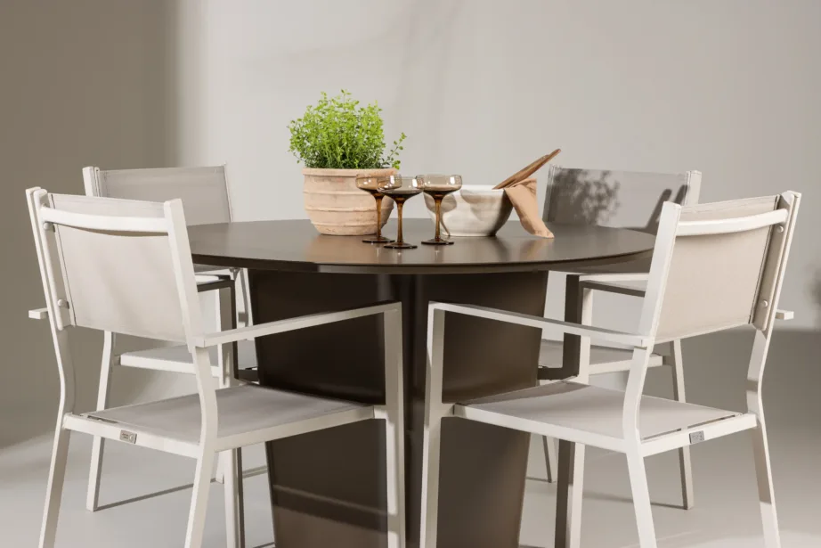 Ümmargune alumiiniumist aiamööblikomplekt Santa Fe (laud ø120 cm, 4 beeži tooli), GR24345 – 9