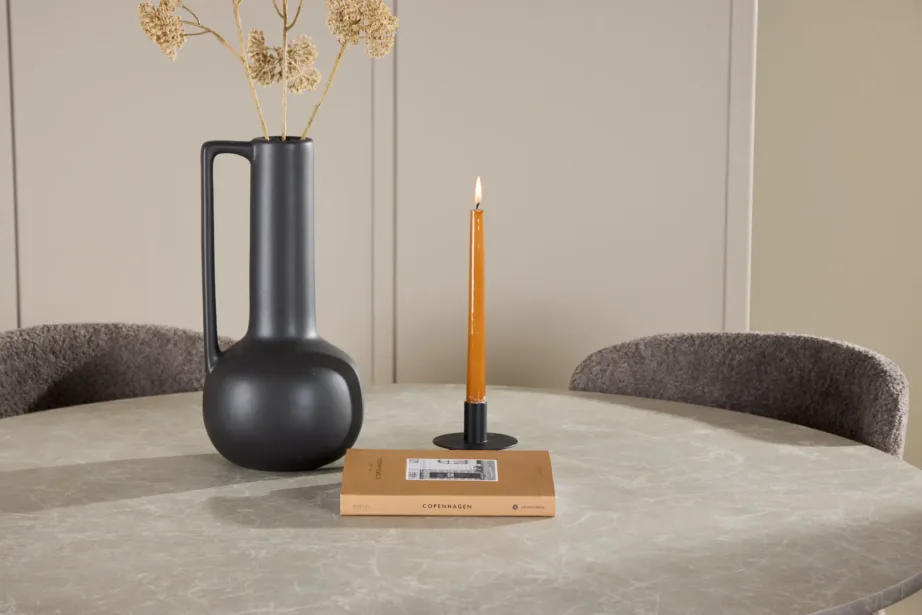 Ümmargune beež söögilaud Lanzo (marmorimuster, Ø120 cm) ja pruunid Astoria bukleetoolid – 4-kohaline komplekt, GR24704 – 10