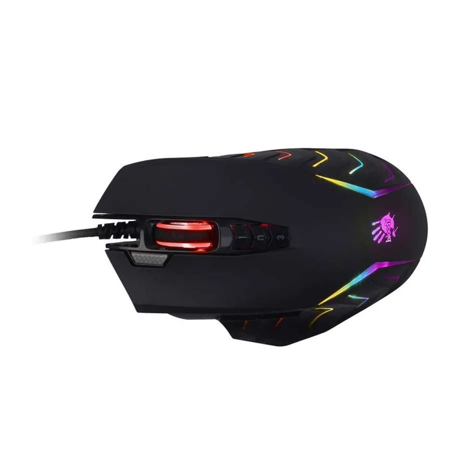 A4Tech Bloody J95S Stone must USB mängurihiir, 8000 DPI, 1 ms reageerimisaeg, 9 nuppu, 131x78x43 mm, valgustusega, paremakäeline – 3