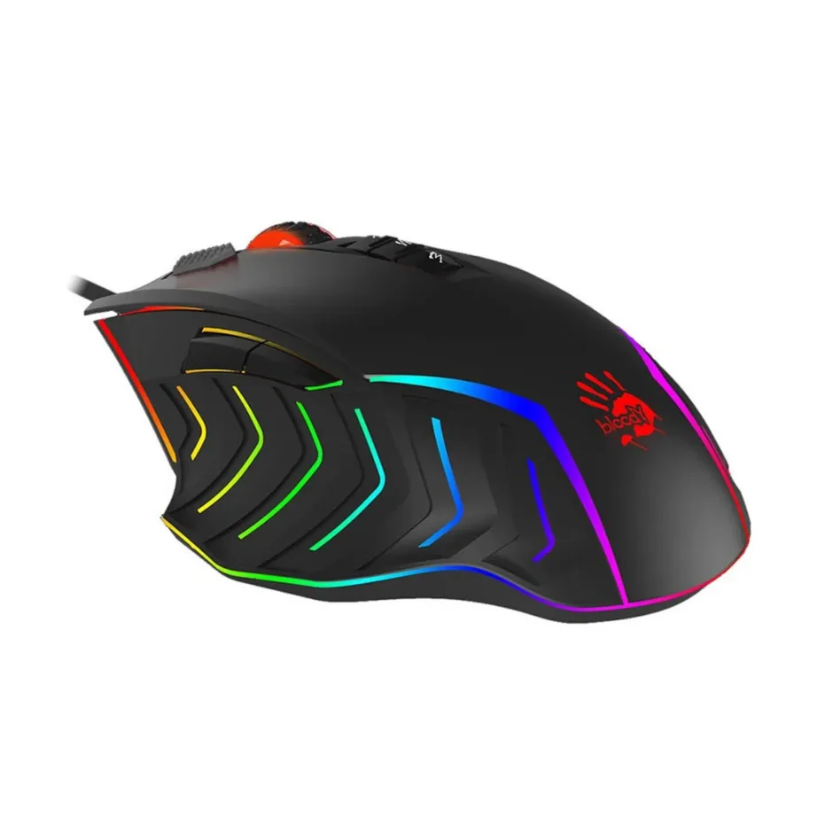 A4Tech Bloody J95S Stone must USB mängurihiir, 8000 DPI, 1 ms reageerimisaeg, 9 nuppu, 131x78x43 mm, valgustusega, paremakäeline – 6