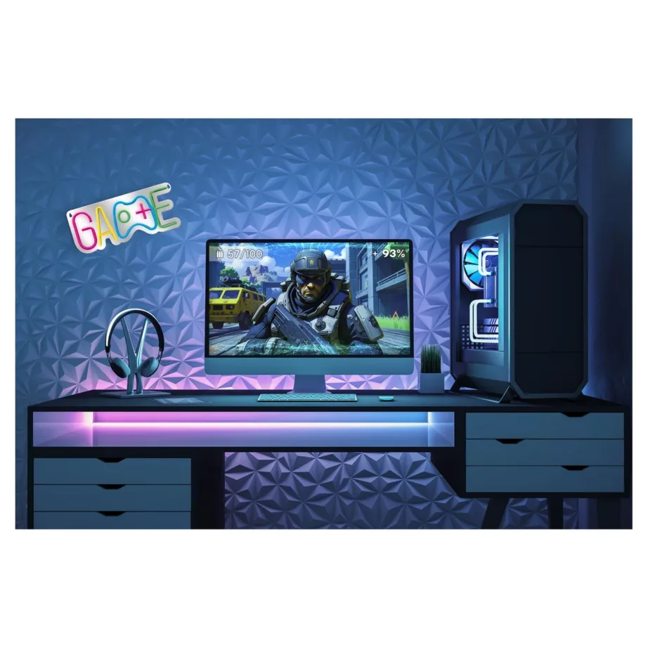 Activejet AJE-NEON GAME 300×130 mm 5W USB mitmevärviline LED seinavalgusti siseruumidesse – 4