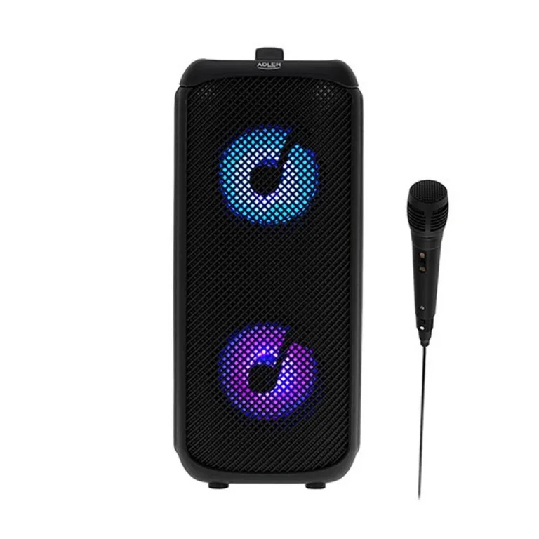 Adler AD 1903 2x5 W must Bluetooth-kõlar LED-valgustusega, 1500 mAh aku, AUX/USB