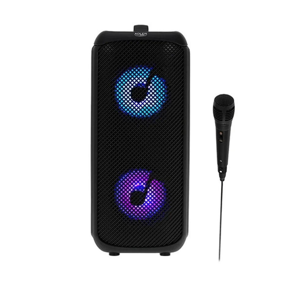Adler AD 1903 2×5 W must Bluetooth-kõlar LED-valgustusega, 1500 mAh aku, AUX/USB – 3