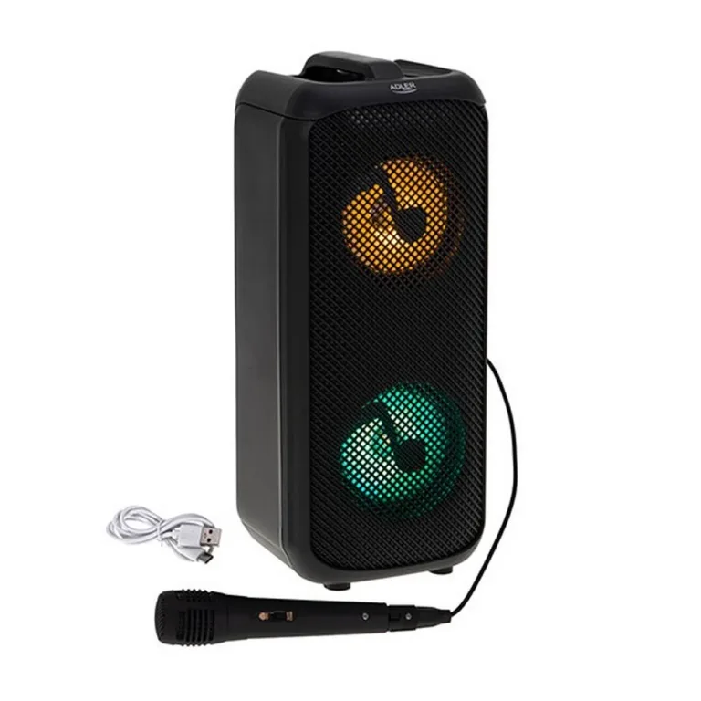 Adler AD 1903 2x5 W must Bluetooth-kõlar LED-valgustusega, 1500 mAh aku, AUX/USB