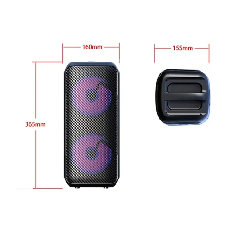 Adler AD 1903 2x5 W must Bluetooth-kõlar LED-valgustusega, 1500 mAh aku, AUX/USB
