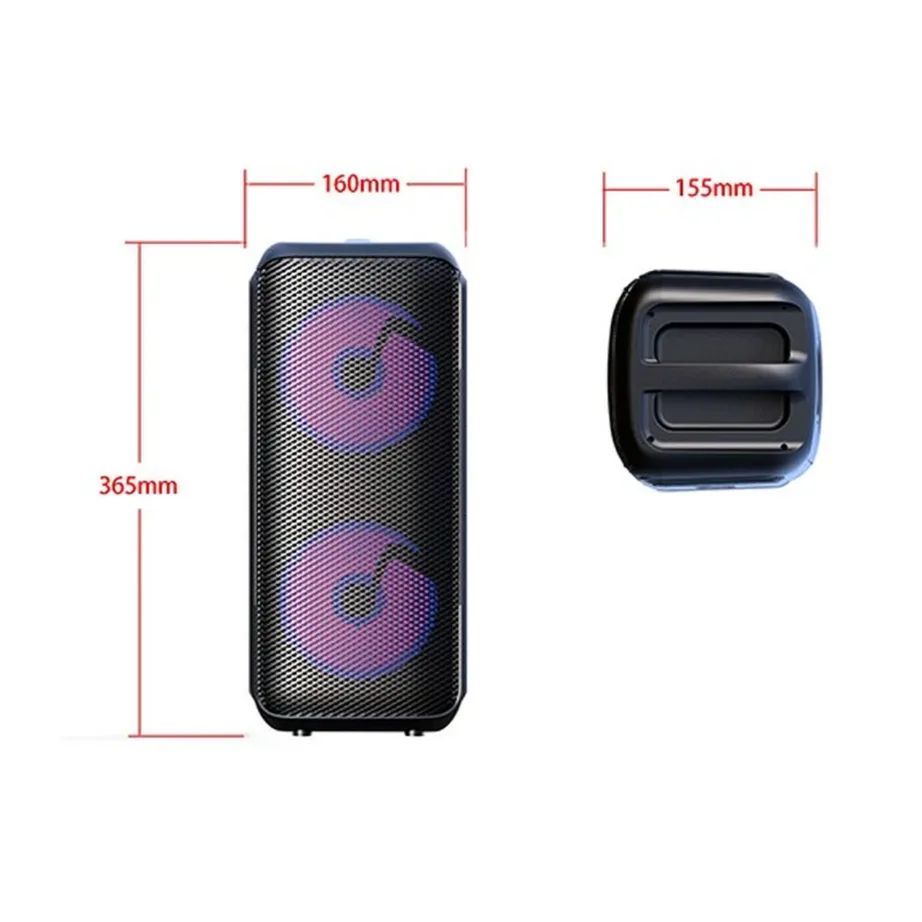 Adler AD 1903 2×5 W must Bluetooth-kõlar LED-valgustusega, 1500 mAh aku, AUX/USB – 9