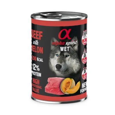 Alpha Spirit Wet Ternera con Melón 400g veiselihaga gluteenivaba märgtoit täiskasvanud koertele, sobib kõikidele tõugudele