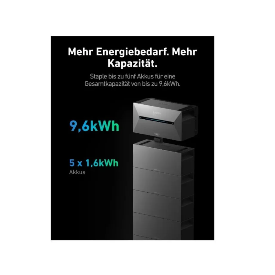 Anker SOLIX BP2000 1600Wh LiFePO4 varuakupank, IP65, 1000W väljund, 460x217x233mm, must – 3