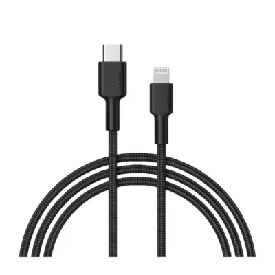 AUKEY CB-CL02 1,2 m must USB-C–Lightning ümarkaabel 480 Mbit/s andmeedastuskiirusega Apple'i seadmetele