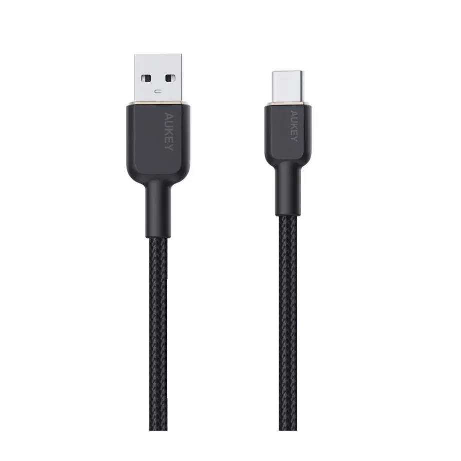 AUKEY CB-NAC1 1 m must nailonpunutud USB-A–USB-C kaabel, 60 W kiirlaadimine, USB PD 3.0