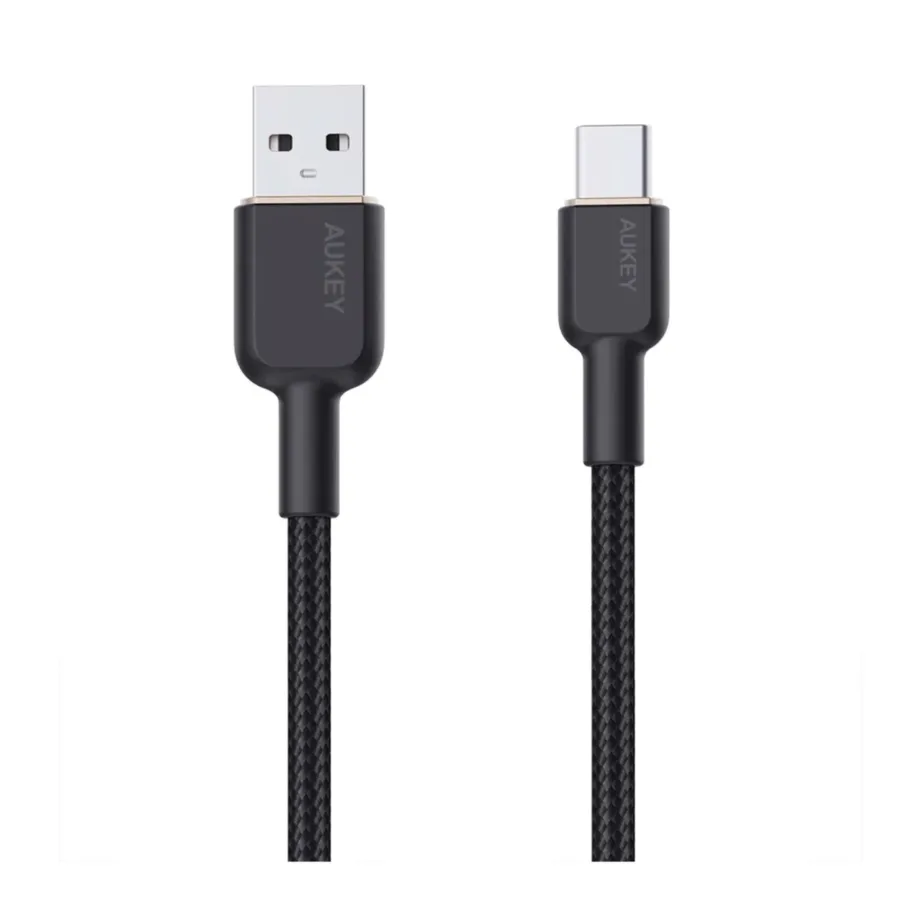 AUKEY CB-NAC2 1,8 m must USB-A – USB-C 60W 3A punutud andme- ja laadimiskaabel – 4