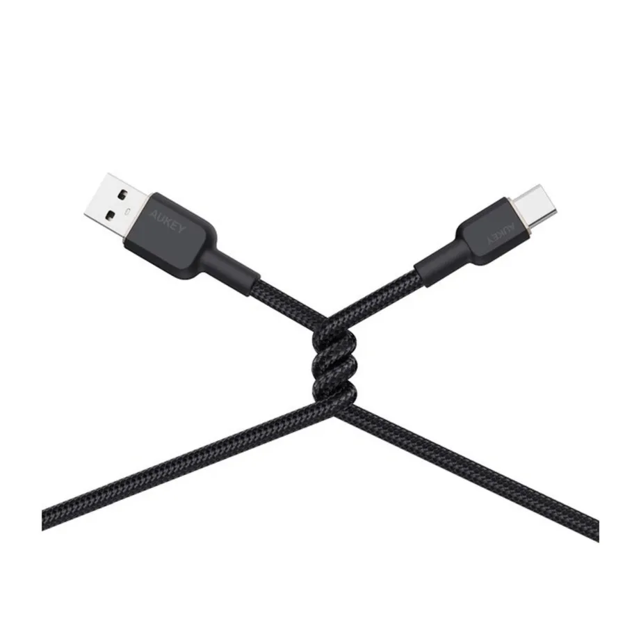 AUKEY CB-NAC2 1,8 m must USB-A – USB-C 60W 3A punutud andme- ja laadimiskaabel – 5