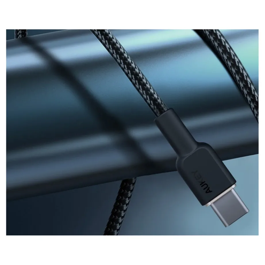 AUKEY CB-NCC2 USB-C 1,8 m must nailonkaabel, 60 W Power Delivery, 480 Mbit/s andmeedastus, 1 tk – 3
