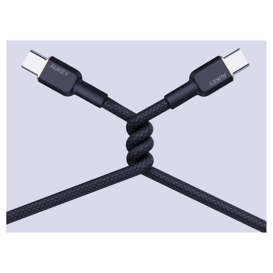 AUKEY CB-NCC2 USB-C 1,8 m must nailonkaabel, 60 W Power Delivery, 480 Mbit/s andmeedastus, 1 tk – 4