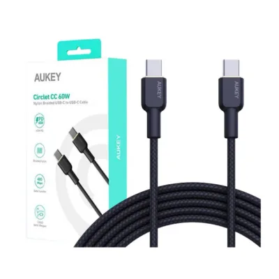 AUKEY CB-NCC2 USB-C 1,8 m must nailonkaabel, 60 W Power Delivery, 480 Mbit/s andmeedastus, 1 tk