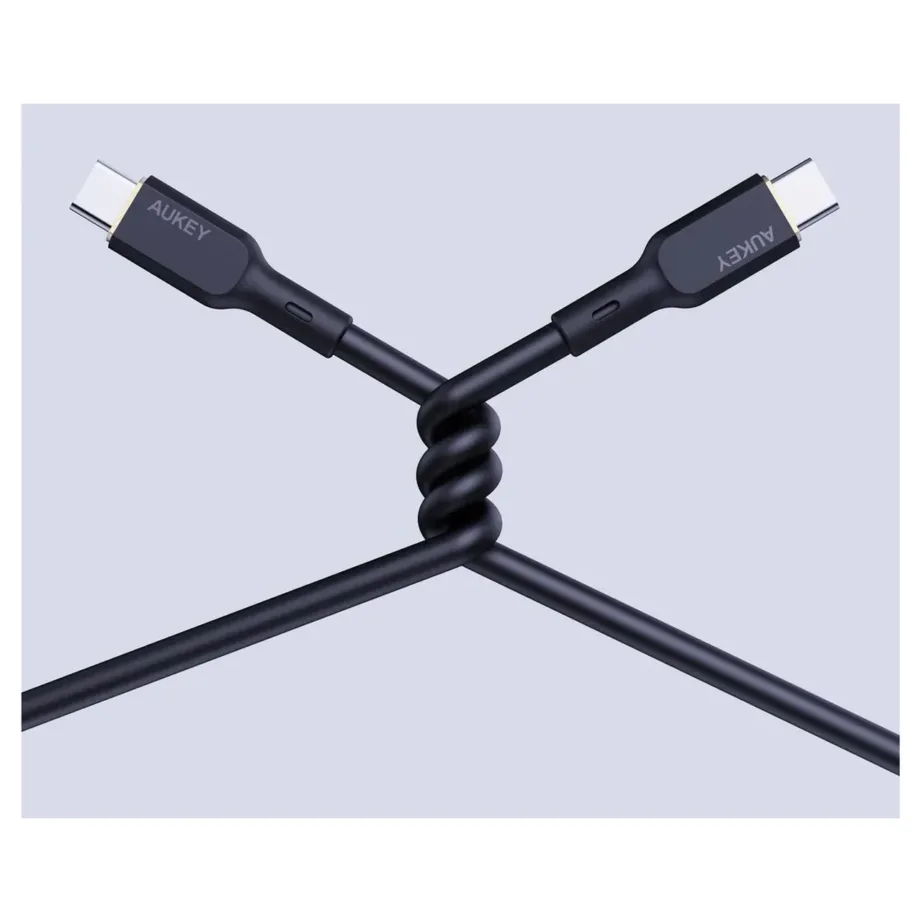 AUKEY CB-SCC101 1 m must silikoonist USB-C–USB-C kaabel PD 100W, 480 Mbit/s – 8
