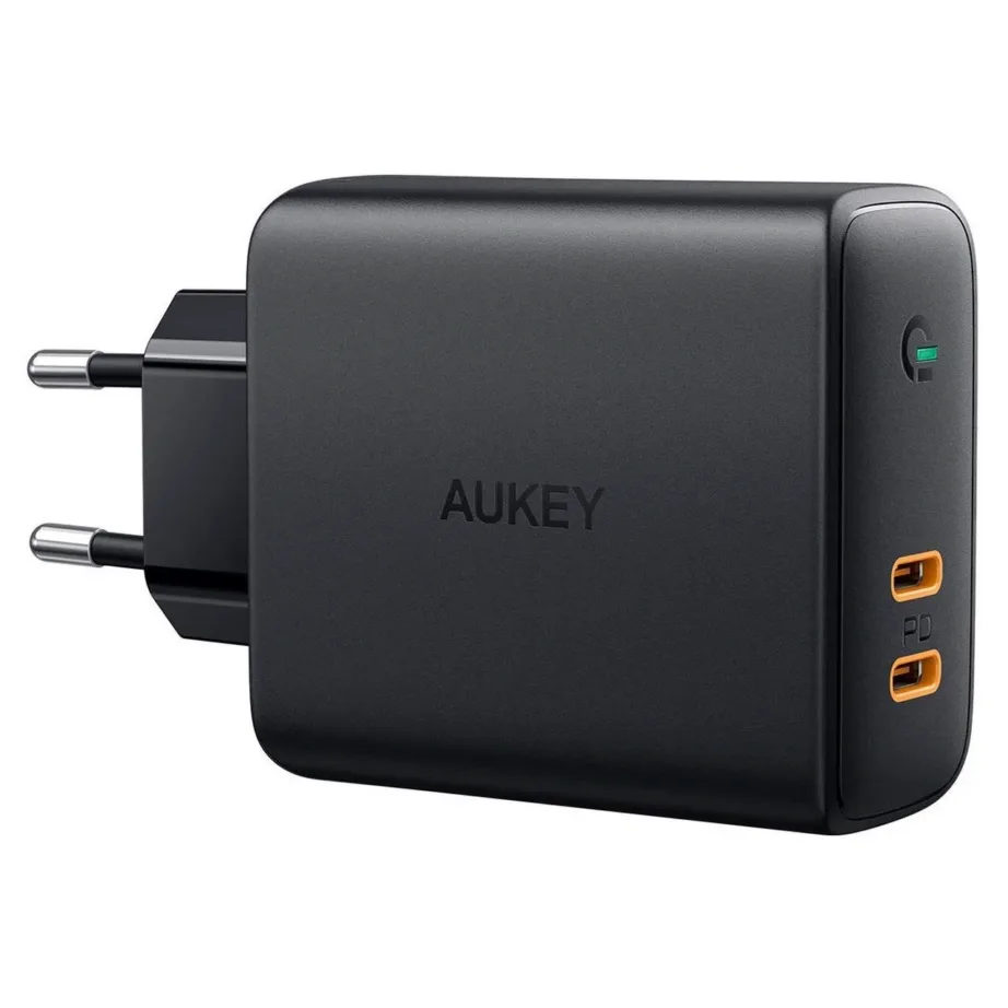 AUKEY PA-D5 63W 2xUSB-C GaN must seinalaadija Power Delivery universaalne