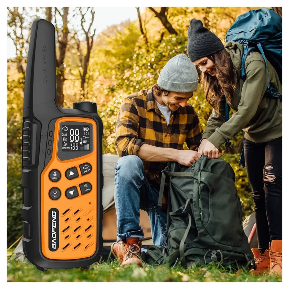 Baofeng BF-T25E 2 tk oranž laste PMR walkie-talkie, 16 kanalit, 10 km ulatus, VOX, LED, 1400 mAh Li-Ion aku – 10