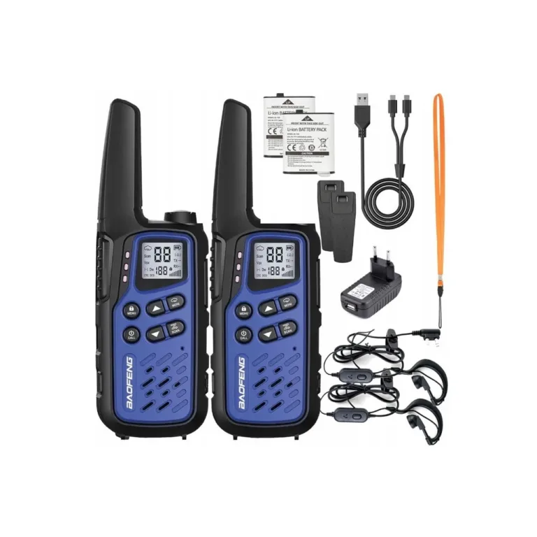 Baofeng BF-T25E 2 tk PMR raadiosaatja, 16 kanalit, VOX, 10 km ulatus, sinine-oranž, 1400 mAh liitiumaku