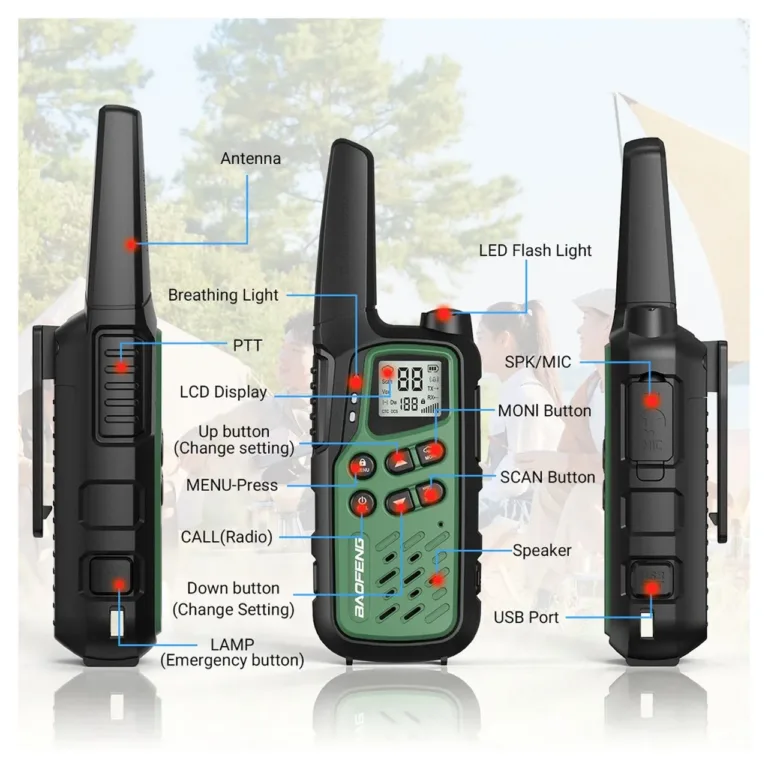Baofeng BF-T25E 2 tk rohelised PMR walkie-talkie’d lastele, 16 kanalit, 10 km, 1400mAh Li-Ion akudega