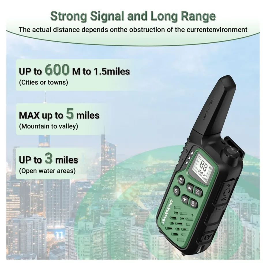 Baofeng BF-T25E 2 tk rohelised PMR walkie-talkie’d lastele, 16 kanalit, 10 km, 1400mAh Li-Ion akudega – 15
