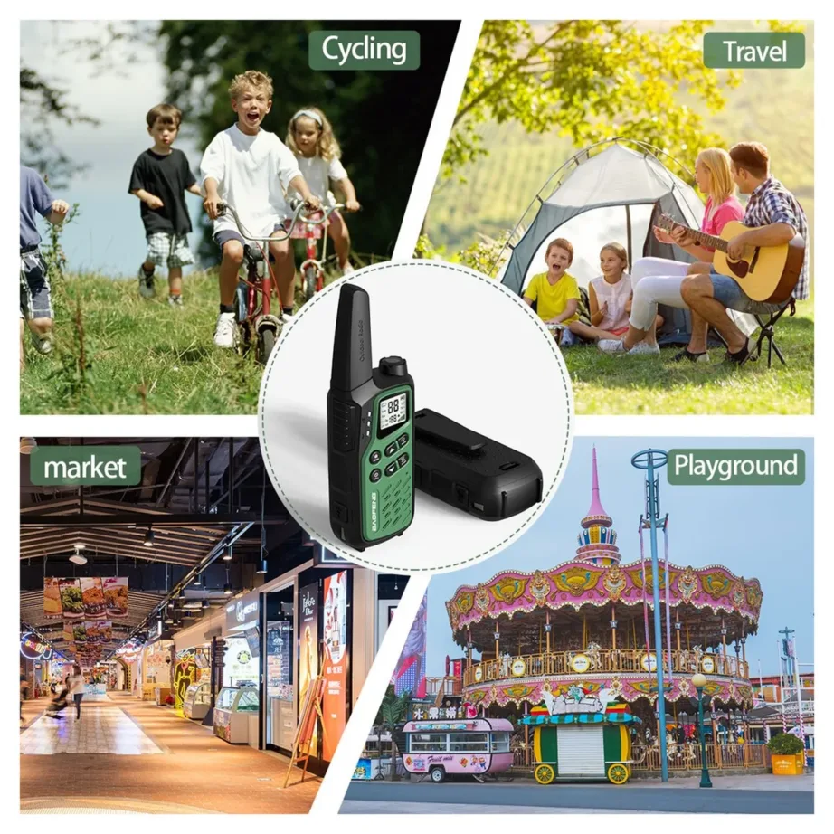 Baofeng BF-T25E 2 tk rohelised PMR walkie-talkie’d lastele, 16 kanalit, 10 km, 1400mAh Li-Ion akudega – 18