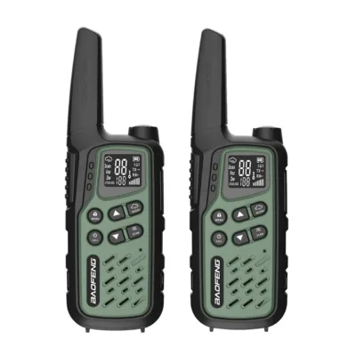 Baofeng BF-T25E 2 tk rohelised PMR walkie-talkie’d lastele, 16 kanalit, 10 km, 1400mAh Li-Ion akudega