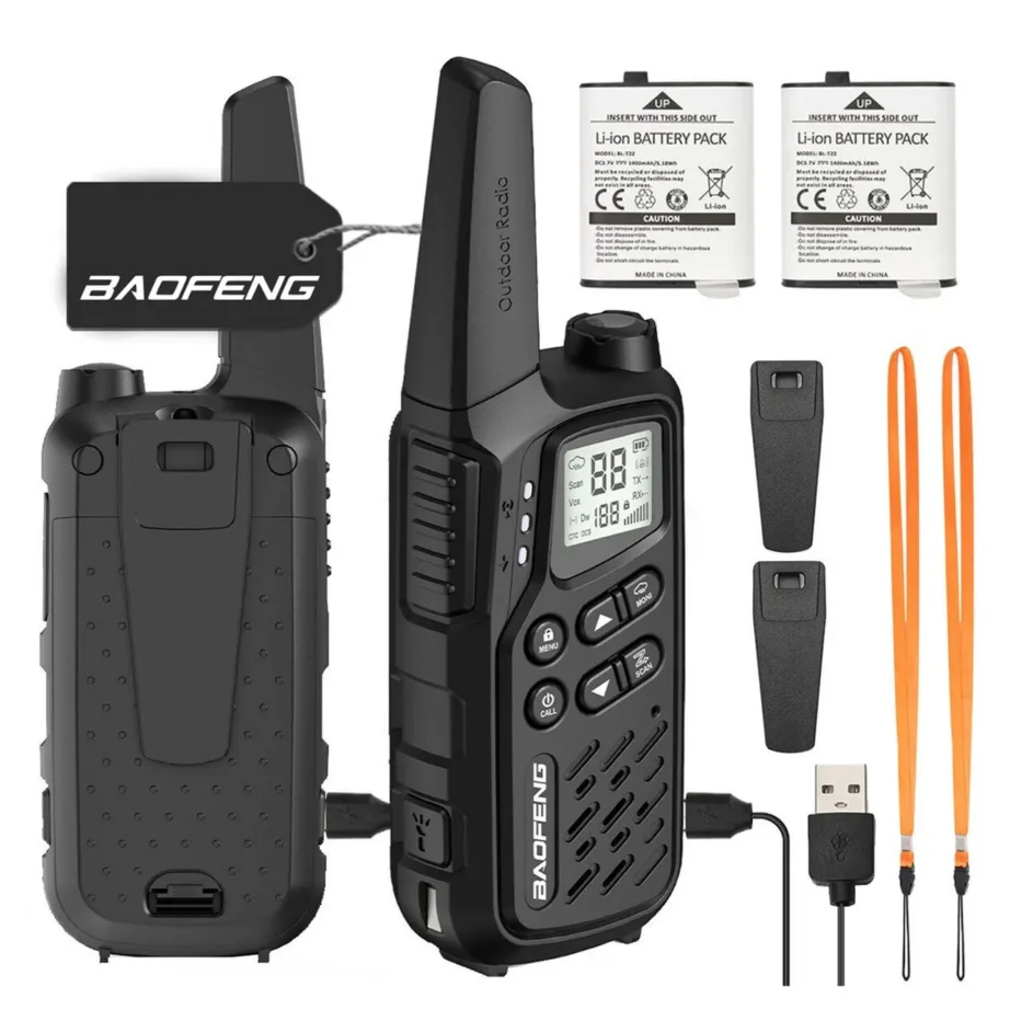 Baofeng BF-T25E must 2-osaline PMR lasteraadiosaatjate komplekt, 16 kanalit, VOX, LED, 10 km ulatus, Li-Ion aku, 155 alamkoodi – 11