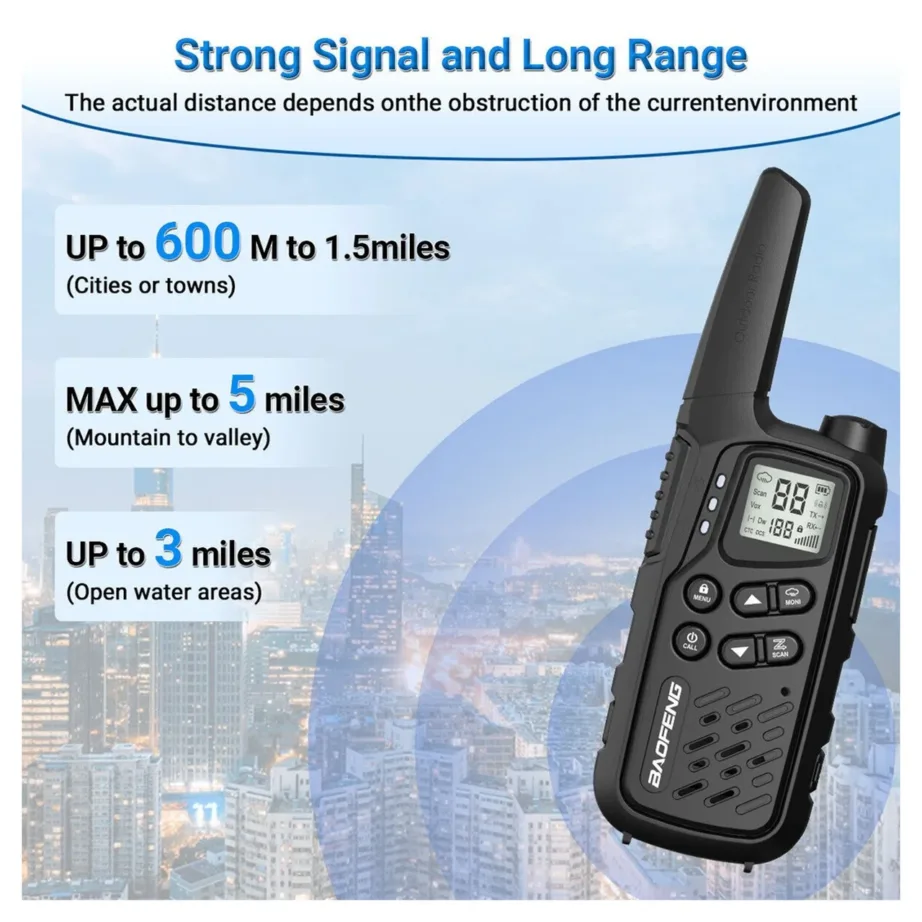 Baofeng BF-T25E must 2-osaline PMR lasteraadiosaatjate komplekt, 16 kanalit, VOX, LED, 10 km ulatus, Li-Ion aku, 155 alamkoodi – 5