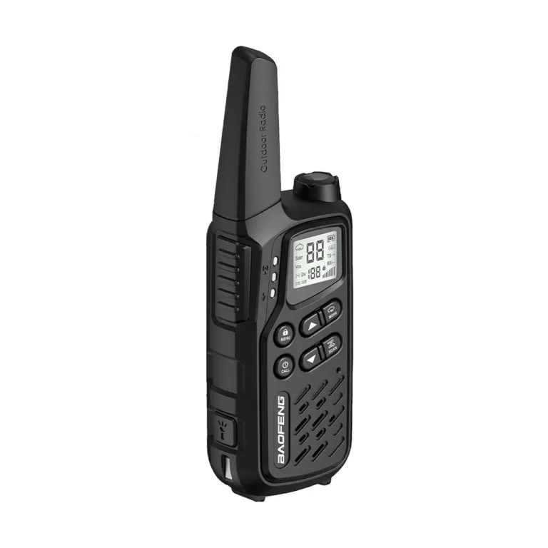 Baofeng BF-T25E must 2-osaline PMR lasteraadiosaatjate komplekt, 16 kanalit, VOX, LED, 10 km ulatus, Li-Ion aku, 155 alamkoodi