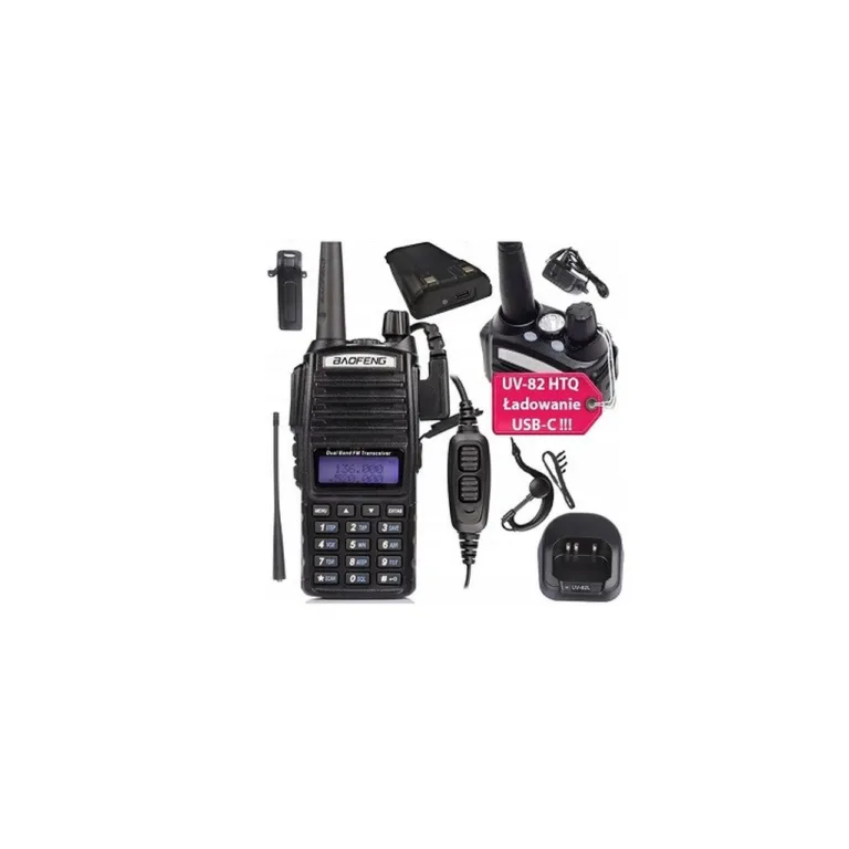 Baofeng UV-82 HTQ 5W 2800mAh USB-C must kahebandiline raadiosaatja VOX-funktsiooni ja FM-raadioga