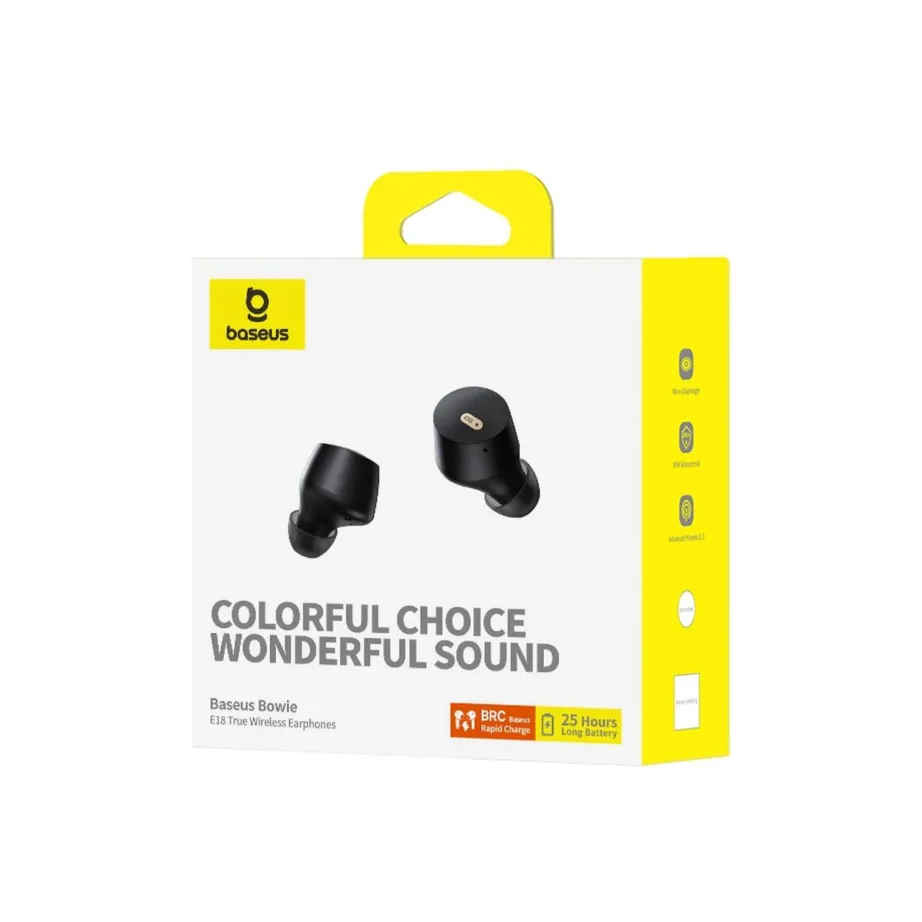Baseus Bowie E18 mustad juhtmevabad in-ear kõrvaklapid, 25h, IPX4 – 6