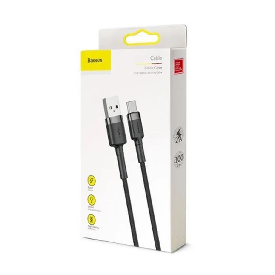 Baseus CATKLF-UG1 3 m must USB-A – USB-C nailonpunutisega kaabel, 2A – 6
