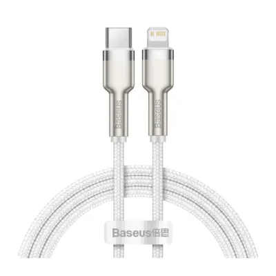 Baseus CATLJK-A02 1 m valge USB-C–Lightning kaabel, 20 W, tsingist korpusega, Power Delivery