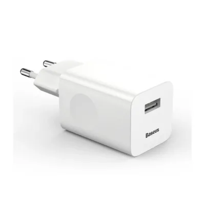 Baseus CCALL-BX02 24W QC 3.0 valge USB seinakiirlaadija 1 x USB-A, universaalne, 100–240V