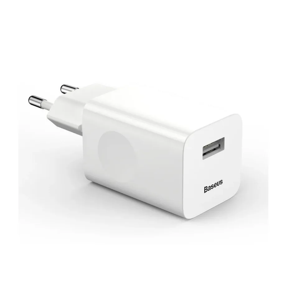 Baseus CCALL-BX02 24W QC 3.0 valge USB seinakiirlaadija 1 x USB-A, universaalne, 100–240V