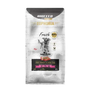 BIOFEED EUPHORIA Fresh 12 kg kalkuni ja küülikuga kuivtoit täiskasvanud keskmise ja suure tõu koertele, gluteenivaba, liigeste ja immuunsuse toetuseks