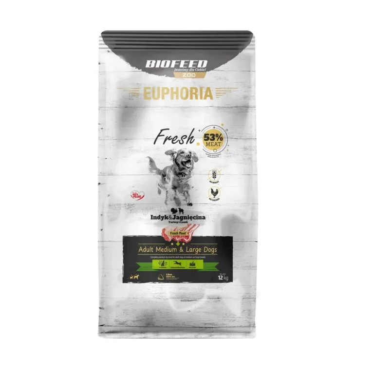 BIOFEED Euphoria Fresh 12 kg kalkuni ja lambalihaga gluteenivaba kuivtoit täiskasvanud keskmistele ja suurtele koertele