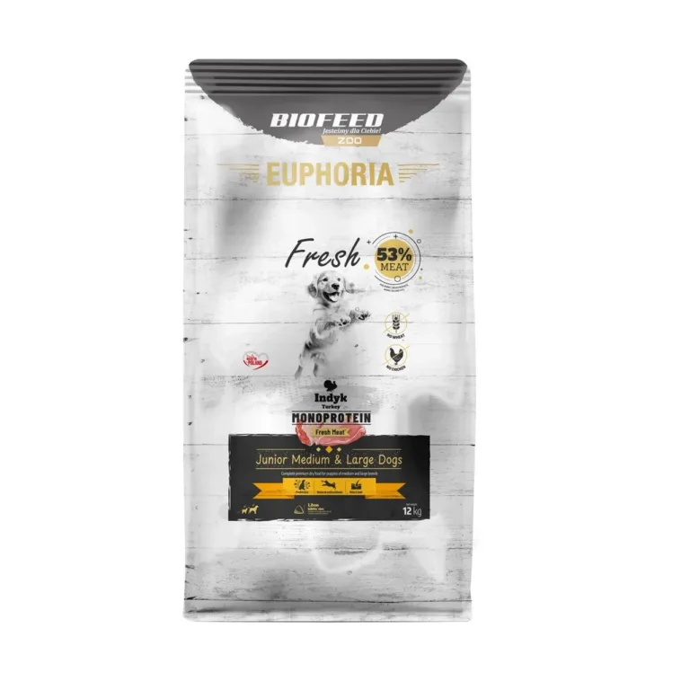 BIOFEED Euphoria Fresh 12 kg kalkuni monoproteiin kuivtoit junior keskmistele ja suurtele koertele, gluteeni- ja kanavaba