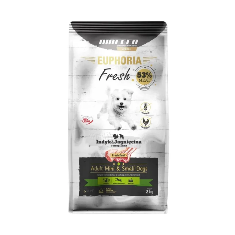BIOFEED Euphoria Fresh 2 kg gluteenivaba täissööt kalkuni ja lambaga väikestele täiskasvanud koertele